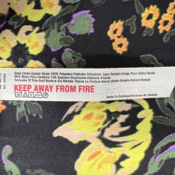 Free People Bodysuit Womens S Black Yellow Floral Intimately Elsa Wrap Plunging - Picture 13 of 16